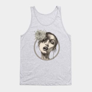 Katty White Flower Circle Tank Top